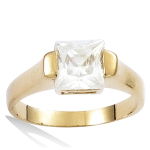 Solitaire Plaqu&eacute; Or 'Unique' blanc dor&eacute; - 6x6 mm 50 valge