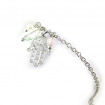 Les Tr&eacute;sors De Lily [N0222] - Bracelet fantaisie 'Kilimanjaro' fatma rose vert argent&eacute; h&otilde;be