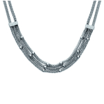 Les Tr&eacute;sors De Lily [N3032] - Collier Acier 'Kilimanjaro' gris argent&eacute; (3 rangs) h&otilde;be