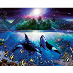 Teemantmaaling Dolphin Ocean Cross Stitch 5D Teemanttikandid Rhinestones Mosaiik Kingitus Kodukaunistus 20X30CM