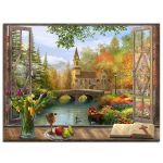 V&auml;ljaspool maastik 5D DIY teemantmaal maastik t&auml;isringi teemanttikandid 20X30CM