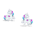 Les Tr&eacute;sors De Lily [R1558] - h&otilde;bedased k&otilde;rvar&otilde;ngad  Licorne My Unicorn  valge roosa sinine h&otilde;be (roodiumiga kaetud) - 11x9 mm mitmev&auml;rviline