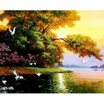 5D Teemanttikandid Roheline Metsj&auml;rve Karikakrad maastik Teemantmaal Ristpistes Kodukaunistus 20X30CM