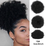 Must lokkis Chignon Afro Naturel Hairpiece Bun T&otilde;mbepael Afro Puff Hobusesaba Pikendused S&uuml;nteetilised Juuksepulk Sinine Pruun