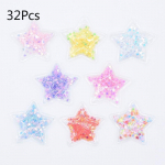 32 tk 36 mm plaastrid Glitter Star l&auml;bipaistvast plastikust t&auml;idisega litrid aplikatsioonid meisterdamiseks peakatetele juukseklambrid vibu kaunistustarvikud mitmev&auml;rviline