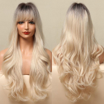 Ombre Brown kuni heleblondid, pikkade laineliste juustega parukad tukkidega Cosplay Daily s&uuml;nteetiline parukas naistele kuumakindlast kiust