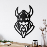 Viking Warrior Decor, Metal Viking Decor, Metallist seinakunst, Vikingi siluett, P&otilde;hjamaade m&uuml;toloogia kunst, Metallist seinavaibad, sisekujundus 13"W x 18"H / 33x45cm must