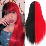Naiste XIRNAN Halloweeni Cosplay pooleldi sinised poolkollased s&uuml;nteetilised parukad tukkidega naistele Cosplay igap&auml;evaseks kasutamiseks Lolita parukas 24inches