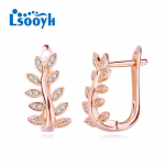 LSOOYH Leaf Clip K&otilde;rvar&otilde;ngad Roosa kullav&auml;rvi Moodne k&otilde;rvar&otilde;ngas Naistele &Otilde;&otilde;nes kuupmeetri tsirkooniumoksiidist k&otilde;rvar&otilde;ngad Ehted A