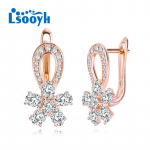 LSOOYH Flower Clip K&otilde;rvar&otilde;ngad Roosa kulla v&auml;rvi Moodne k&otilde;rvar&otilde;ngas Naistele &Otilde;&otilde;nes kuupmeetri tsirkooniumoksiidist k&otilde;rvar&otilde;ngad Ehted A