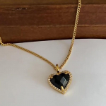 ANENJERY h&otilde;bedane suur must armas&uuml;damega kaelakee naistele Klassikaline stiilne rangluu kett kingitus