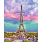 5D DIY Teemantmaal Pariisi Raudtorn Maastikukomplektid Seinakleebis Teemantkunst Mosaiik Tikand Maali s&uuml;nnip&auml;ev Full Round 20x25CM