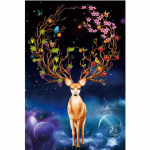 5D DIY Teemantmaaling Multifilm Elf Deer Teemanttikandid Ristpistes Kit t&auml;iskivist mosaiigist kodukaunistus Round 20x30cm