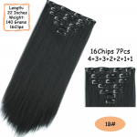 MISS WIG 16 klambriga pikad sirged juuksepikendused 7 tk/komplekt s&uuml;nteetilisest k&otilde;rge temperatuuriga kiust must pruun ombre juuksel&otilde;ik 24inches