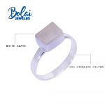 Naturaalne must spinell ja valge ahhaat k&auml;sitsi valmistatud originaalne t&ouml;&ouml;tlemata v&auml;&auml;riskivist s&otilde;rmus lihtne mood igap&auml;evane kandmine naiste peened ehted us ring size 7# valge