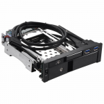 5,25-tolline sisemine kahe pesaga k&otilde;vaketta &uuml;mbris 2,5+3,5 tolli SATA HDD/SSD korpus T&ouml;&ouml;riistavaba disain must