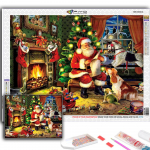 5D Teemantmaali J&otilde;ulupuu J&otilde;uluvana Lumemees Ristpistes Teemanttikandid Mosaiik Full Round 20X30CM