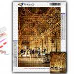 5D isetehtud teemantmaal Louvre'i muuseumi ristpistes t&auml;isteemanttikandi mosaiik Full Round 20X30CM