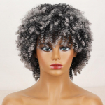 LISI HAIR Afro-naiste l&uuml;hike krussis lokkis hall parukas s&uuml;nteetilisest kiust must hall pruuni v&auml;rvi l&uuml;hike lokkis parukas