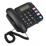 Must juhtmega telefon suure nupuga lauatelefoni telefonitoega must