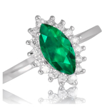 H&otilde;bes&otilde;rmus 'Victorina' h&otilde;bevalge smaragd (roodiumiga kaetud) - 15x9 mm 56 roheline