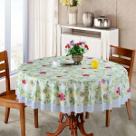 Suur &uuml;mmargune PVC laudlina veekindel &otilde;likindel p&otilde;letuskindel ilma pesemiseta pitsiga tr&uuml;kitud muster Diameter:150cm
