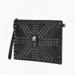 JIETOTYX Fashion Black Skull kosmeetikakott Goth Rivet &otilde;lakotid naistele tualett-tarvete organiseerija pliiatsitasku k&auml;ekott ja rahakott must