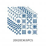 Sinine geomeetrilise plaadi kleebis K&ouml;&ouml;k Backsplash &Otilde;likindel vannituba Veekindel Kodukaunistused Seinakleebised Peel Stick Kunstimaaling 20*20cm*6Pcs