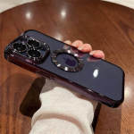 Luksuslik Plating Charm Logo Hole &otilde;&otilde;nes &uuml;mbris iPhone'ile 14 13 11 12 Pro Xr X Xs Max 7 8 Plus Se3 pehme l&auml;bipaistev p&otilde;rutuskindel kate For iPhone 12Pro Max lilla