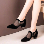 Uus suur suur kontsaga v&otilde;rk k&otilde;rged kontsad hingavad sandaalid sandaalid k&uuml;ljelt lukuga Chunky heel keskmine konts 42 black