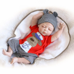 NPK 48cm Premie Bebes Reborn Dolls Realistlik vasts&uuml;ndinud beebinukk Pehme kogu kehaga silikoonist Boneca nukk 48cm gray