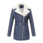 Naiste pl&uuml;&uuml;sist jakid kunstnahast PU rev&auml;&auml;riga t&otilde;mblukk keskmise pikkusega soe mantel v&ouml;&ouml;ga pikkade varrukatega s&uuml;gistalv v&auml;limine riietus Bomber Moto Biker komplektid M denim sinine v&auml;rv