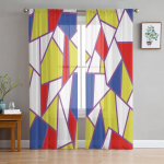 Pol&uuml;goonoranž geomeetriline t&uuml;ll Voile kardinad Hotelli kodukaunistus L&auml;bipaistvad kardinad elutuppa Magamistoa &scaron;ifoonist tr&uuml;kitud kardinad 1 PCS W300XH250cm
