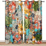 Boho lillelised pimendavad kardinad v&auml;rvilised lillelised Bohemian aknakardin elutuppa magamistuppa s&ouml;&ouml;gitoa kodukaunistusega kardinad W53.5 X H114cm X 2