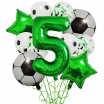 1 komplekt heeliumfooliumist gloobused jalgpalli &otilde;hupallid s&uuml;nnip&auml;evapeo kaunistused, 32-tollised, rohelised numbrid, pallid, jalgpallisporditarbed Other