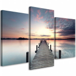 Kolmeosalise pildiga l&otilde;uenditr&uuml;kk Footbridge Lake Sunset 60x40 sinine