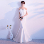 Hiline kleit Pikk seksikas pidulik kalasaba kleit &otilde;htukleidid S valge