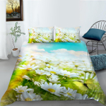 3D v&auml;ikese karikakra mustriga voodipesu, &uuml;heinimesevoodi t&auml;issuuruses taimse kr&uuml;santeemimustriga padjap&uuml;&uuml;r ja tekikate 2 v&otilde;i 3 mugav kodukaunistus EU Single 135x200cm