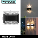 Uus p&auml;ikeseenergia 4LED-seinalamp v&auml;lisaia sisehoovi sisekujundusega majapidamise &ouml;&ouml;lamp veekindel &uuml;lemine ja alumine helendav dekoratiivne seinalamp B (Warm White)