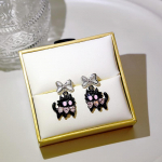 Pinkdudu Fashion Purple Gentleman Cat Must Rhinestone Drop K&otilde;rvar&otilde;ngad Armas vibu 2 v&auml;rvi Loomade K&otilde;rvar&otilde;ngas Naiste Ehted PD1394 lilla