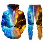 Mood T&auml;navar&otilde;ivad Meeste Komplektid Spordidressid Uus Wolf 3D tr&uuml;kitud meeste kapuuts + dressip&uuml;ksid kaheosaline &uuml;likond kapuutsiga vabaaja meeste riided S