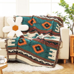 Kahepoolne Bohemian ruuduline tekk diivanvoodi jaoks Dekoratiivne tekk Piknikutekk Boho Diivani kate Tutiga tekk 130x160cm