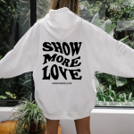 N&auml;ita rohkem Armastus tagasi print Hoodies Self-love Hippie Pocket Hooded Women Vabaaja puuvillane Tumblr Hoodie S valge