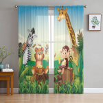 Multifilm Metsloom Sebra Kaelkirjak T&uuml;llkardin Voile L&auml;bipaistev t&uuml;ll Magamistoa Elutoa K&ouml;&ouml;k L&auml;bipaistvad aknakardinad W135 x H114cm