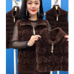 Paksendatud Faux Mink Vest Keskealiste naiste talveriided soe jope L