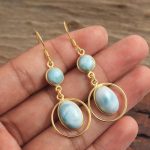 Larimar Kollane ja Roosa Kuld Kattega K&auml;sitsi Valmistatud K&otilde;rvar&otilde;ngas 100% 925 Sterling H&otilde;be Ehted kuld/kollane