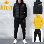 Meeste vabaaja komplektid, vest + kapuutsid + p&uuml;ksid, 3-osaline spordidress, meeste spordir&otilde;ivaste komplekt S kollane