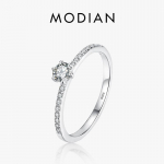 Modian 925 Sterling Silver lihtsad &uuml;mmargused l&auml;bipaistvad CZ s&otilde;rmes&otilde;rmused naistele ja t&uuml;drukutele Cassic Wedding Statement peen ehe kingitus 5 h&otilde;be