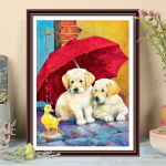 5D DIY teemantmaal Kuldse retriiveri ja pardi maalimise ristpistes komplekt Mosaiik Teemanttikandid Roos T&auml;is&uuml;mmargune/ruudukujuline puur Kodukaunistus Round 30x40cm