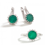 Bolaijewelry Simple Round design naturaalne roheline ahhaat s&otilde;rmus k&otilde;rvar&otilde;ngad ehtekomplekt naiste igap&auml;evaseks kandmiseks peened ehted US RING SIZE 6# roheline